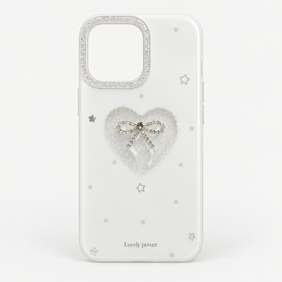 WHITE GIRLY HEART phone case
